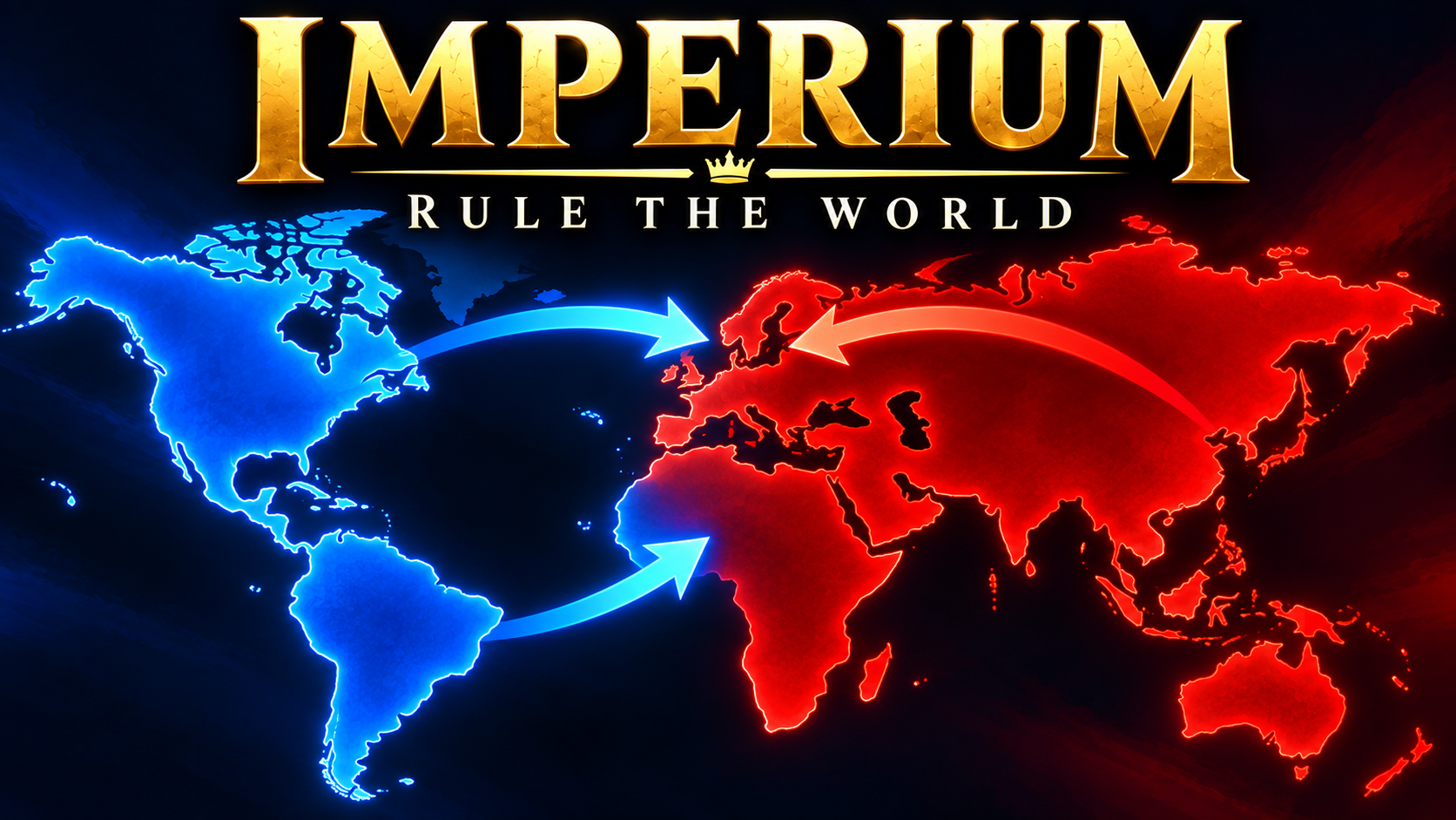 Imperium — Rule the World, with opposing blue and red regions on a world map